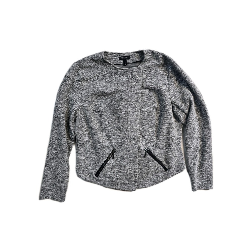 Torrid Women Plus Studio Double Knit Moto Jacket Zip Up Gray 2X